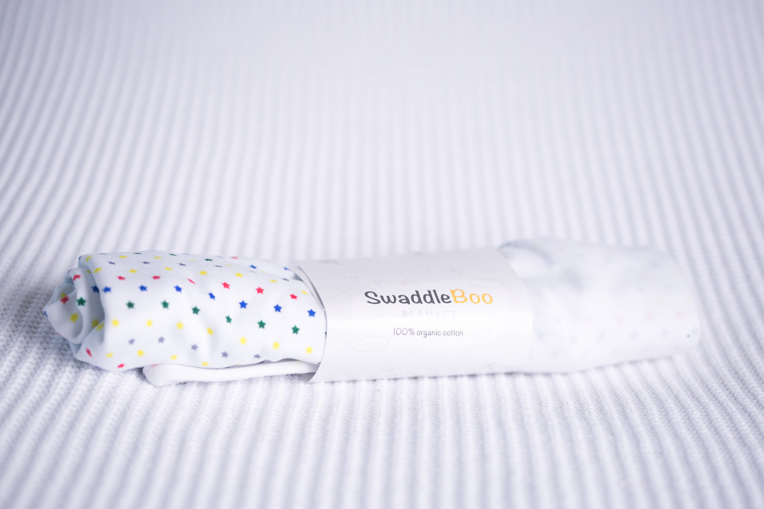 Rainbow Stars organic cotton SwaddleBoo