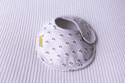 Grey Bessie cow organic cotton LittleBoo baby bib