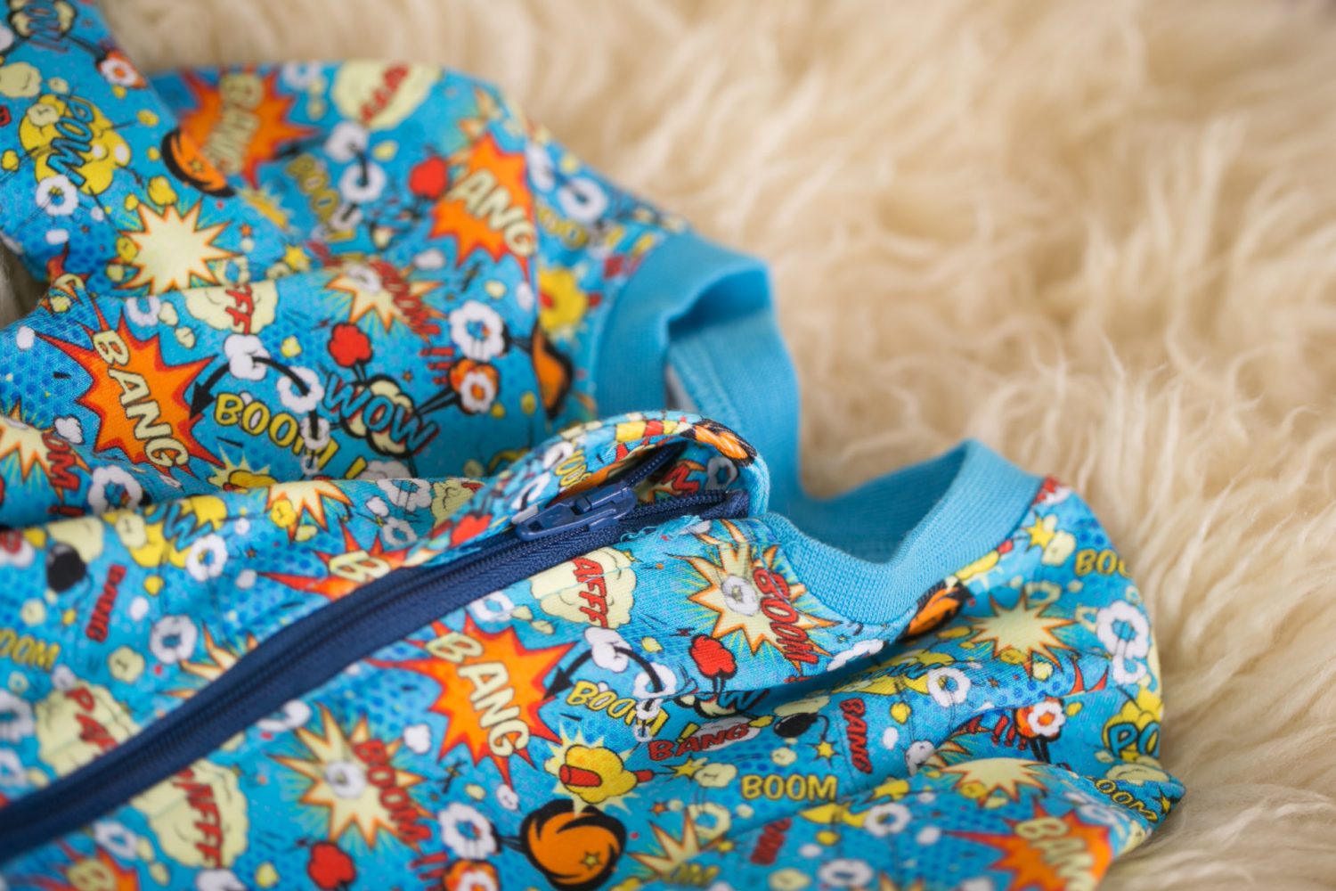 Superheroes organic cotton ZippyBoo suit