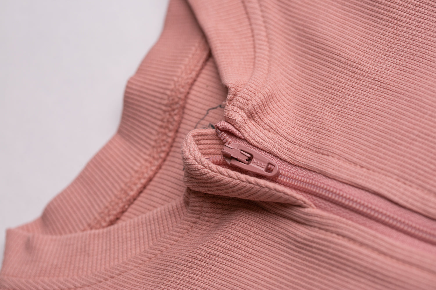 Rose ribbed organic cotton ZippyBoo suit