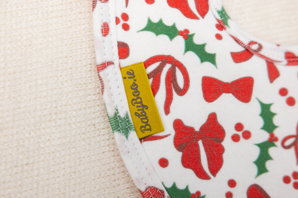 Christmas bows organic cotton LittleBoo baby bib