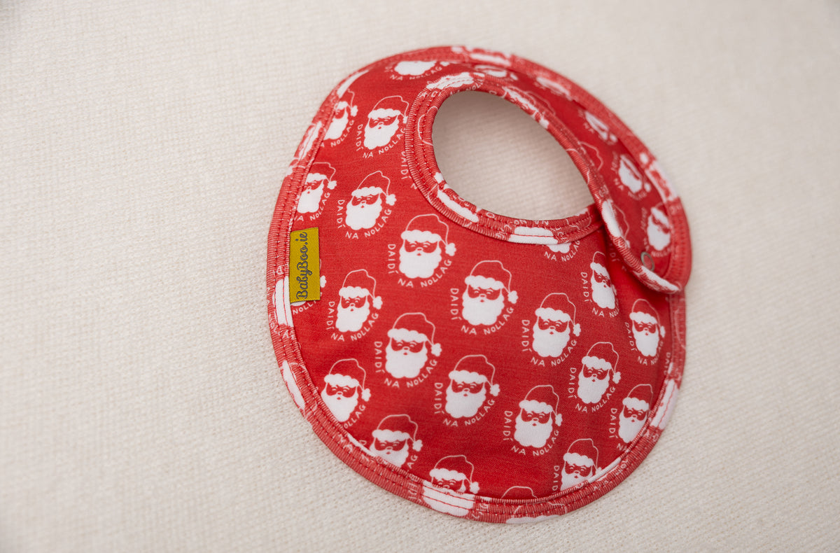 Red Santa organic cotton LittleBoo baby bib