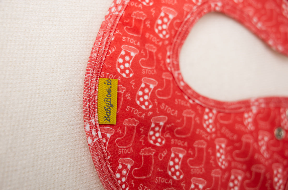 Red Stoca organic cotton LittleBoo baby bib