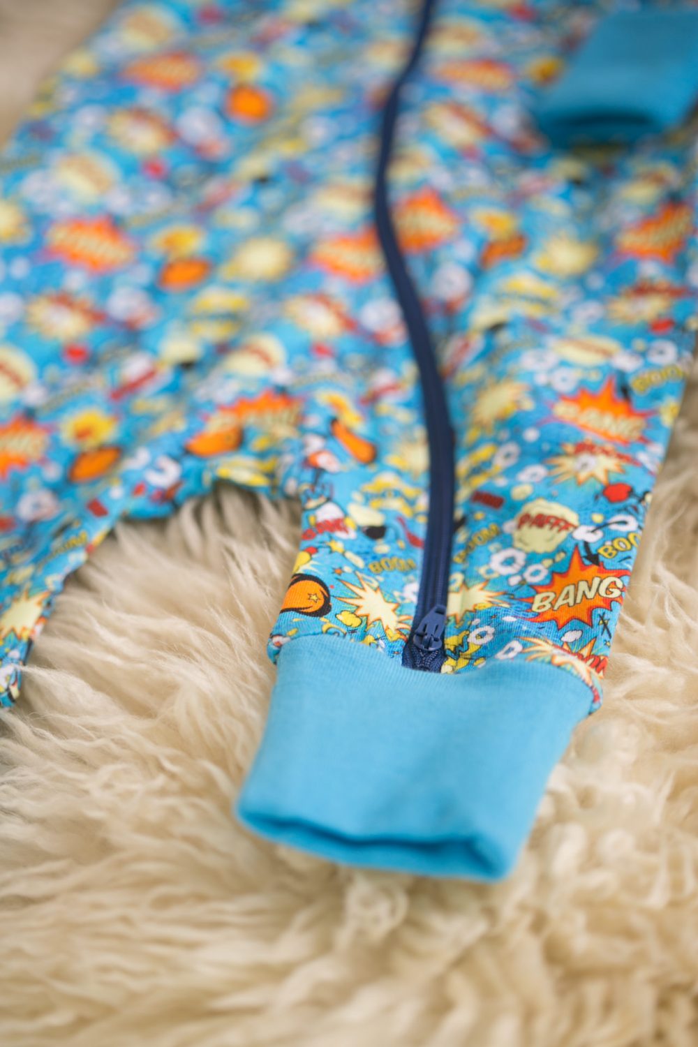 Superheroes organic cotton ZippyBoo suit