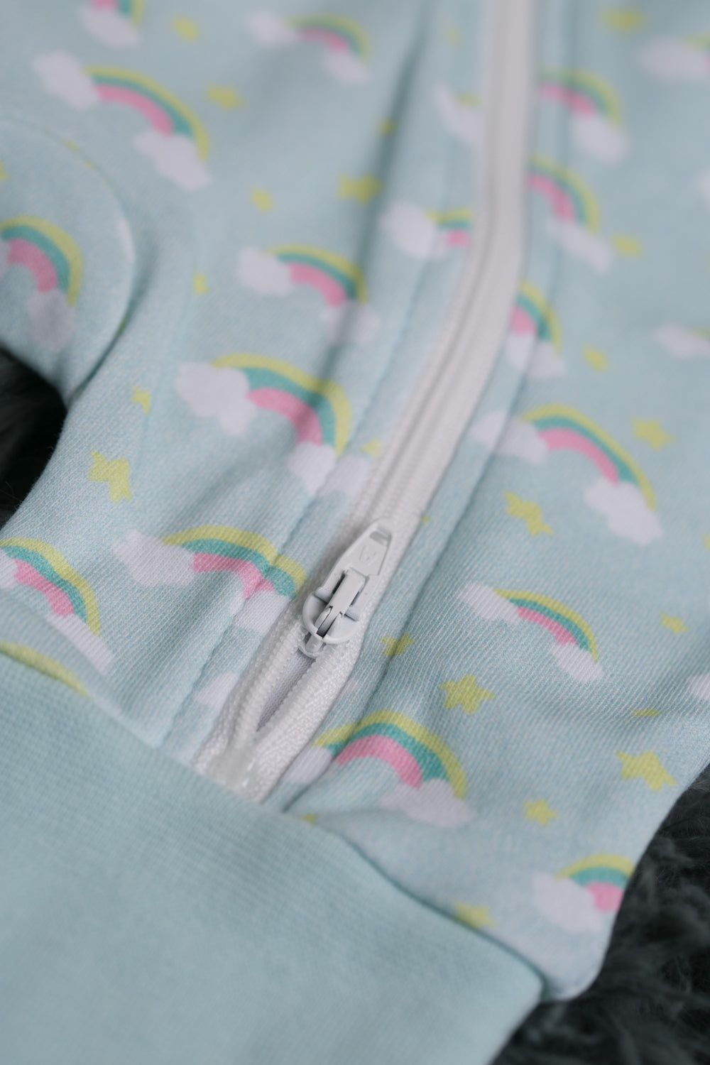 Painted rainbows organic cotton ZippyBoo suit