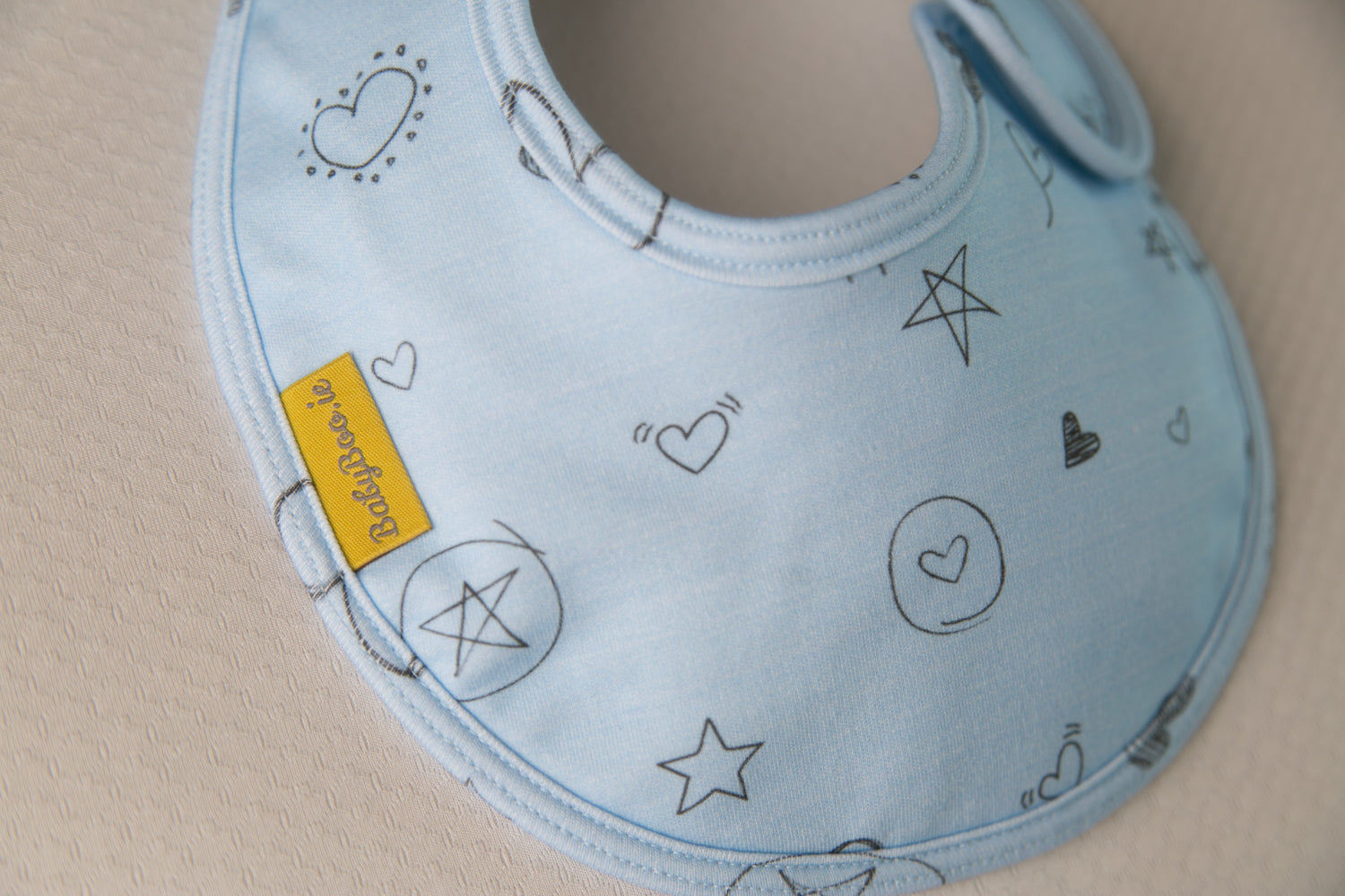 Blue Doodling organic cotton LittleBoo baby bib