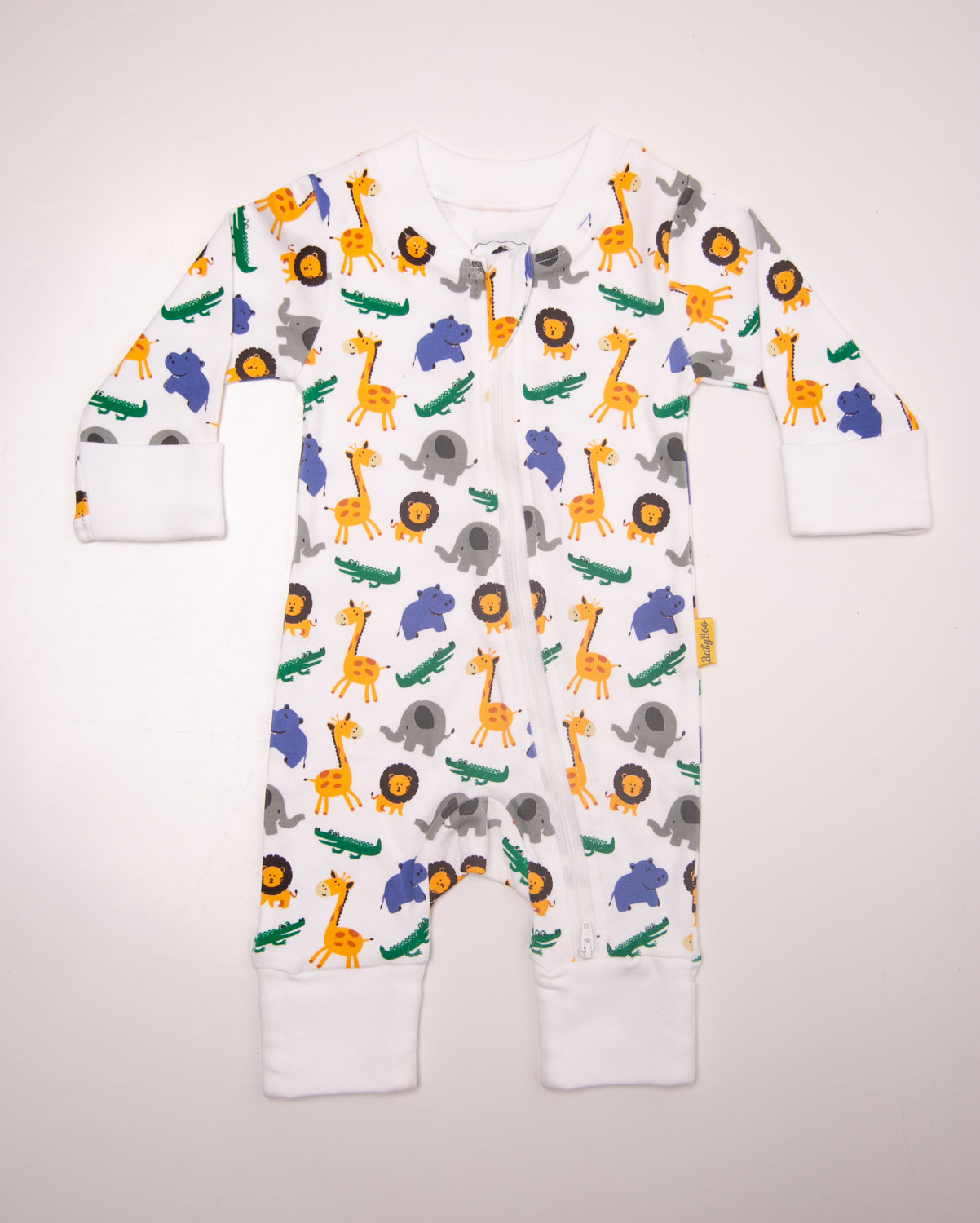 Bright jungle print organic cotton ZippyBoo suit