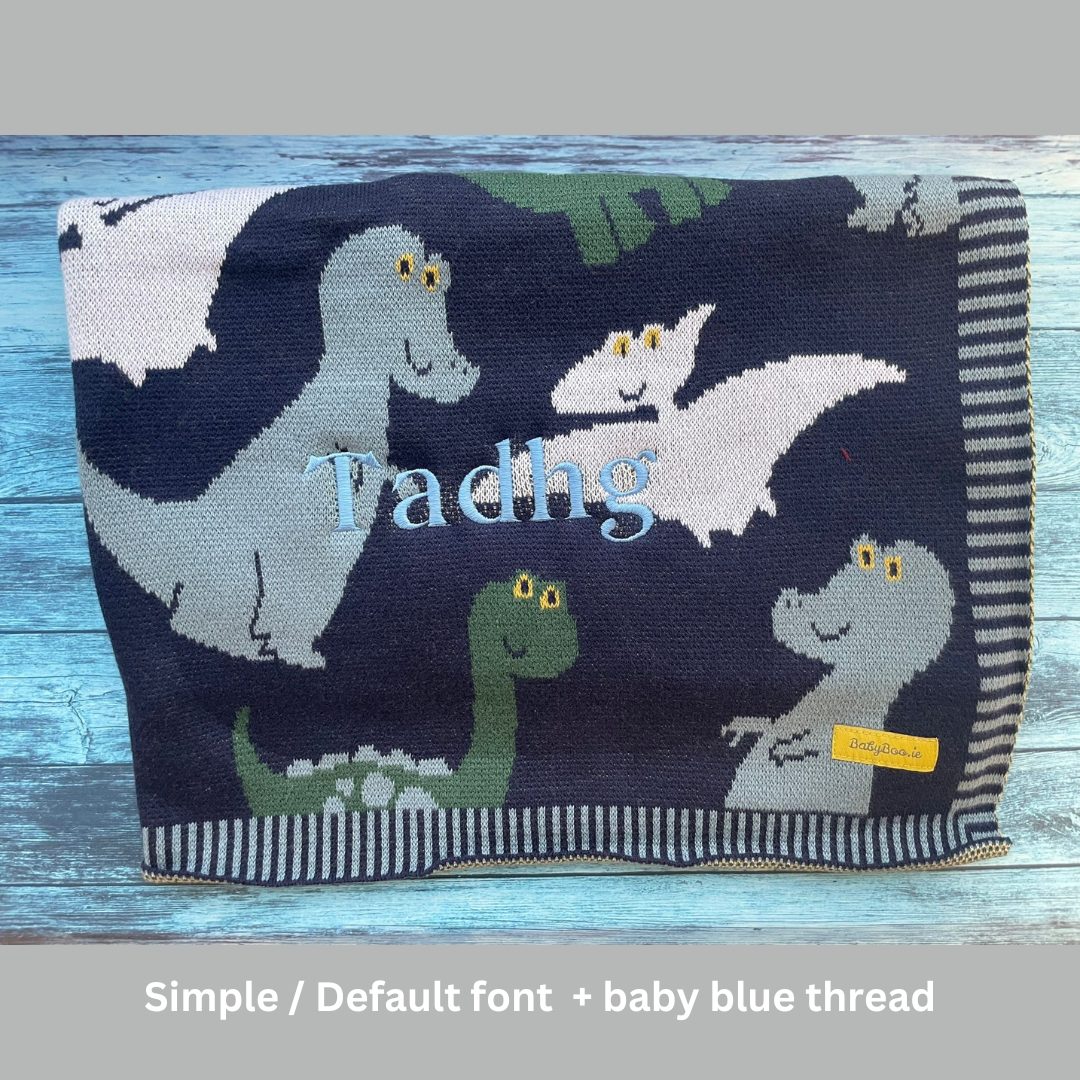 Organic cotton navy dinos BlankieBoo