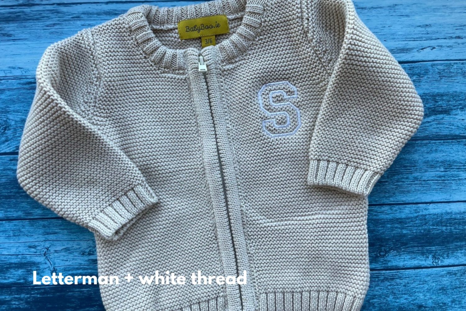 Cream organic cotton zipped cardigan