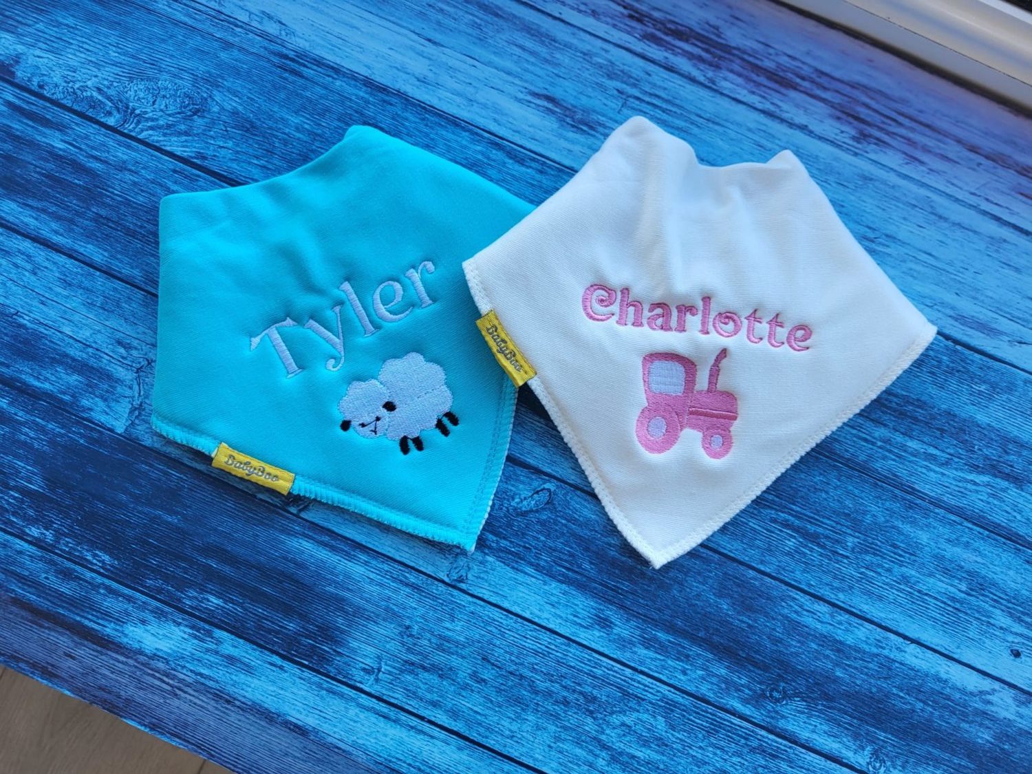 Personalised organic cotton DribbleBoo bandana bib