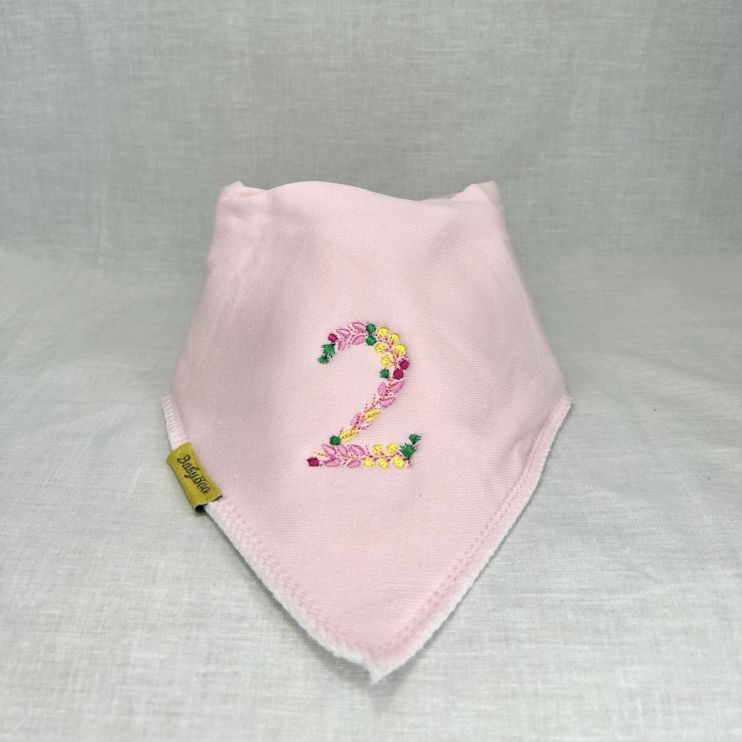 Second birthday floral organic cotton Dribbleboo bandana bib