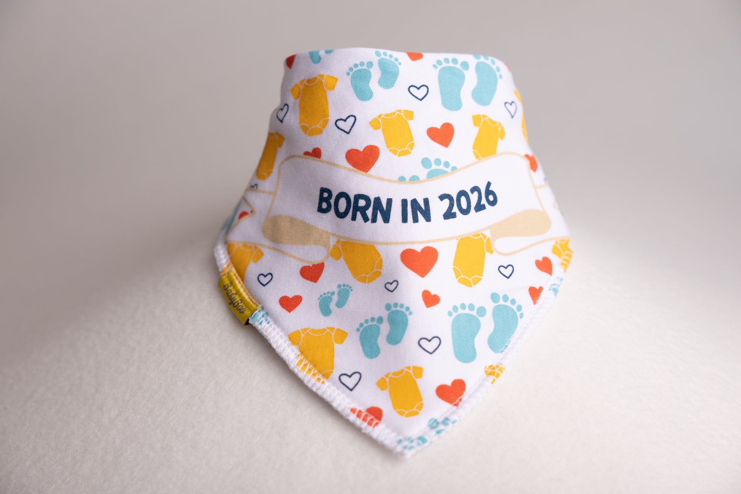 Born in 2026 organic cotton DribbleBoo bandana bib
