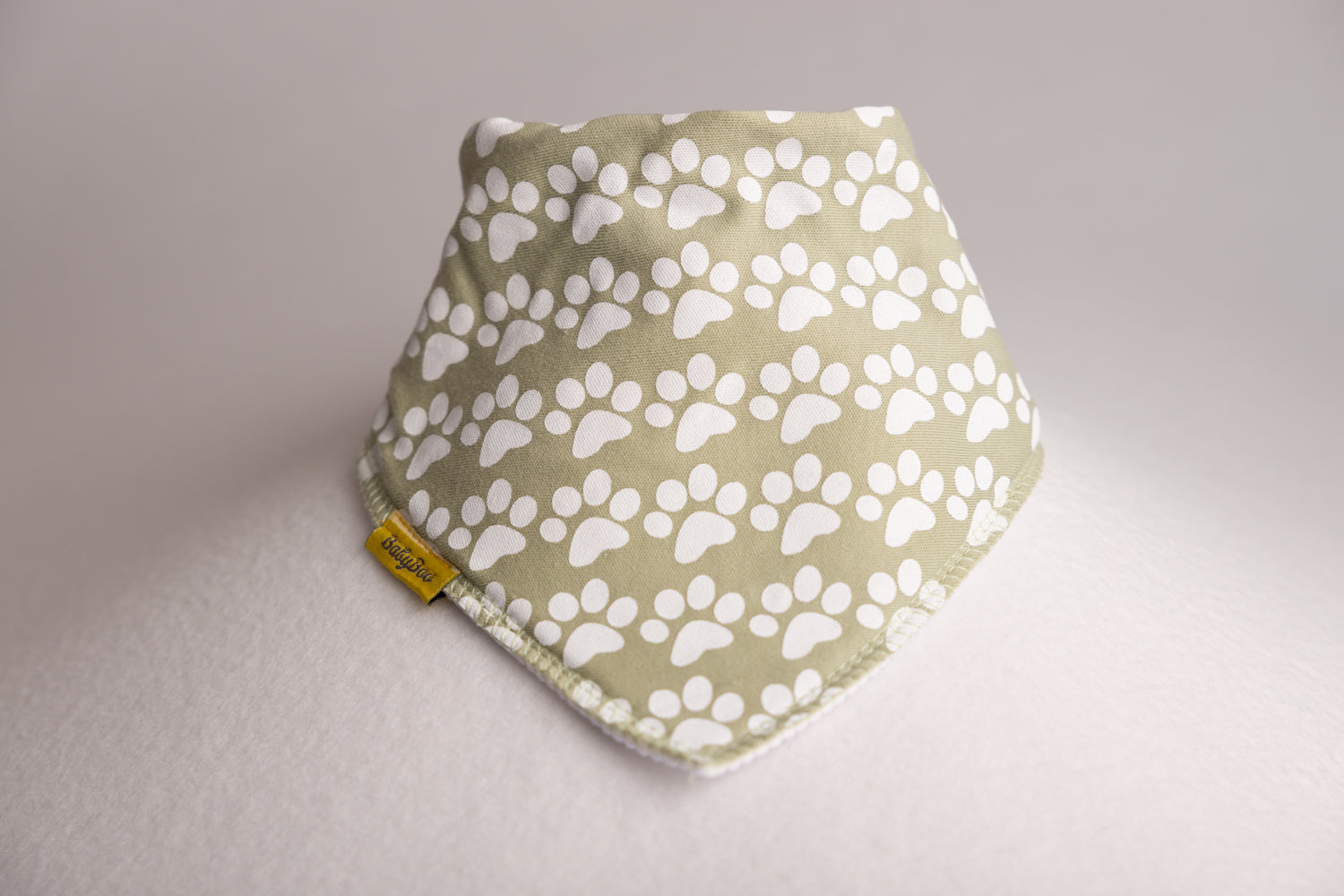Sage puppy paws organic cotton DribbleBoo bandana bib