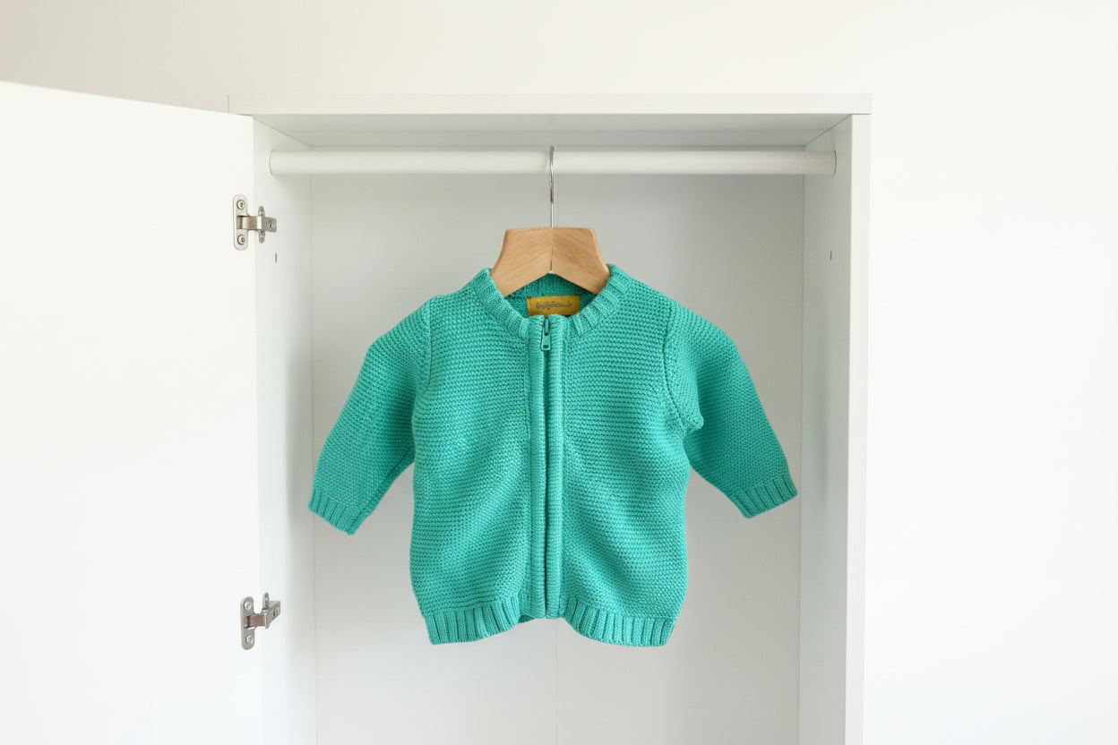 Cyan organic cotton zipped cardigan