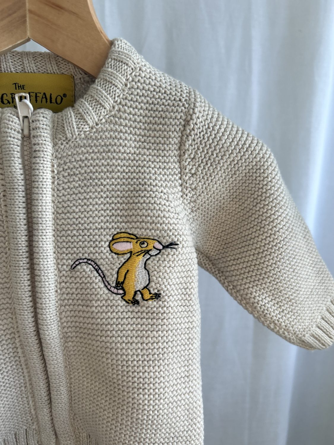 Ecru Mouse Gruffalo Organic Cotton Zipped Cardigan