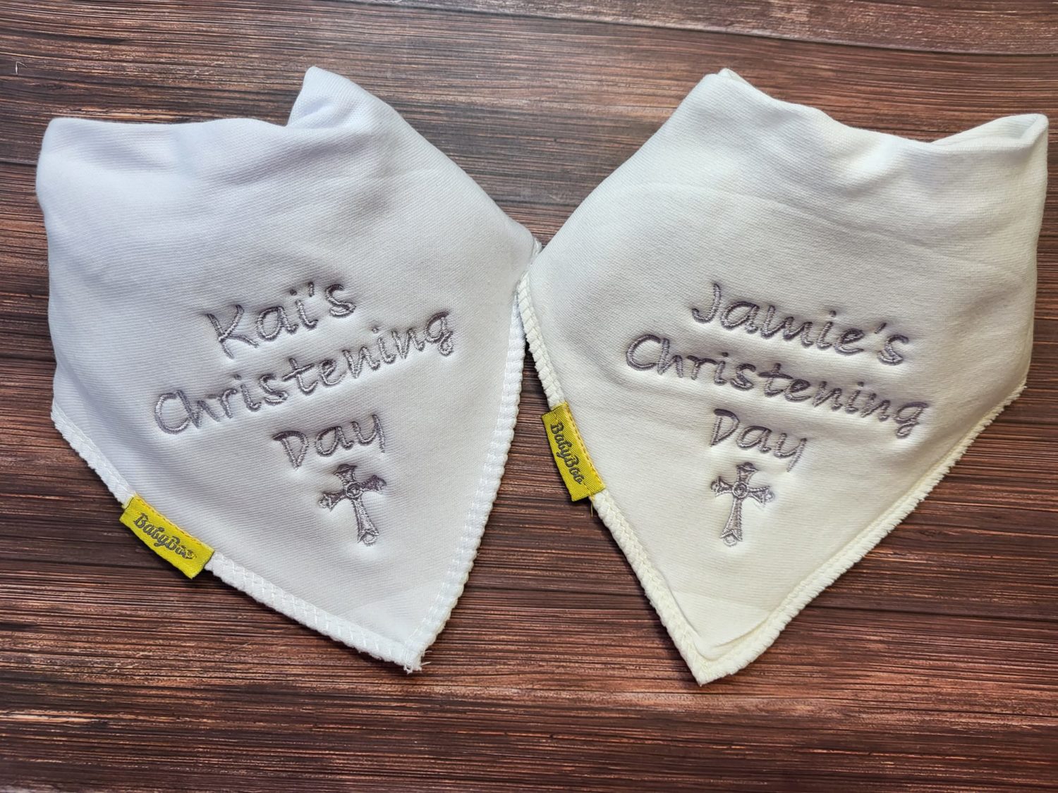Name Christening Day organic cotton Christening bib