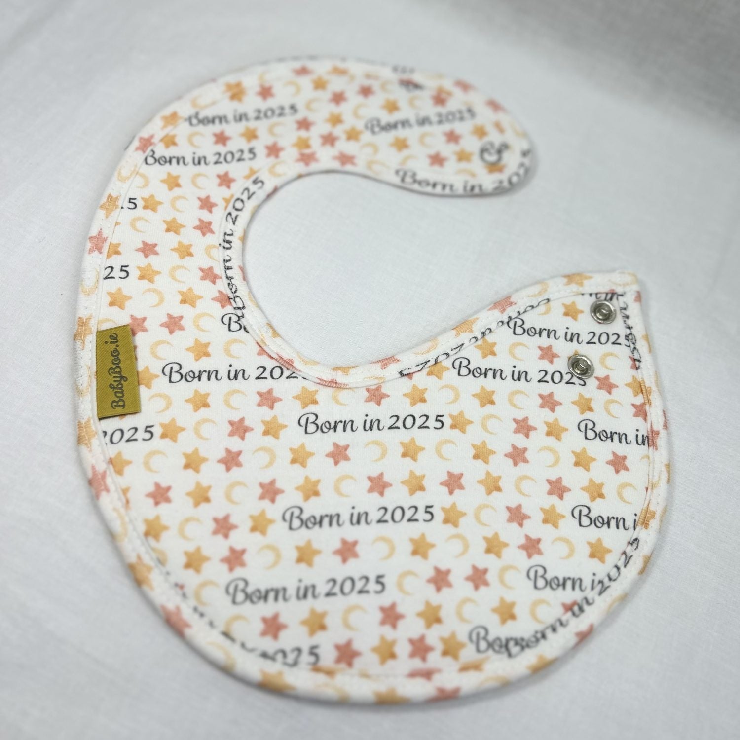 Born in 2025 organic cotton LittleBoo baby bib