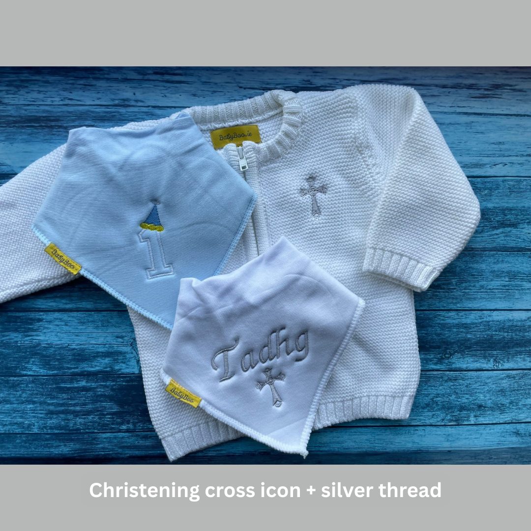 White organic cotton zipped cardigan