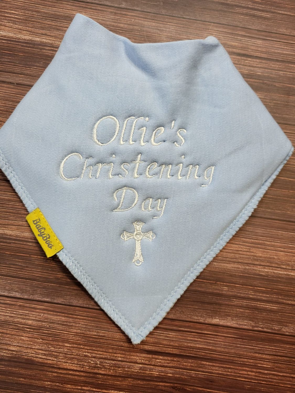 Name Christening Day organic cotton Christening bib