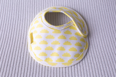 White with lemon clouds organic cotton LittleBoo baby bib