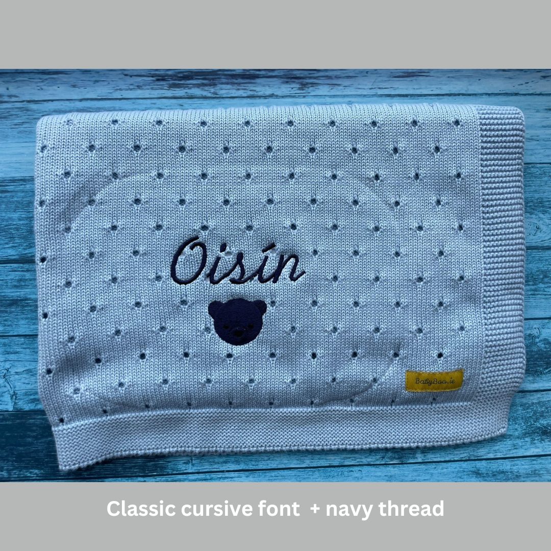 Organic cotton baby blue cellular BlankieBoo