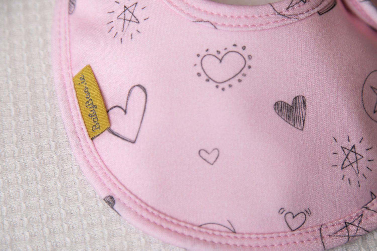 Pink Doodling organic cotton LittleBoo baby bib