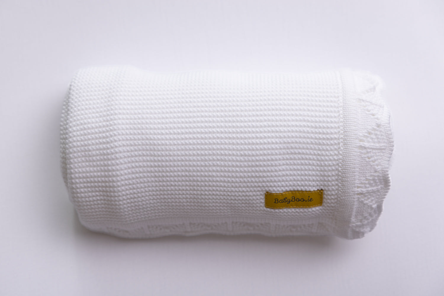 Organic cotton plain knit trim white BlankieBoo