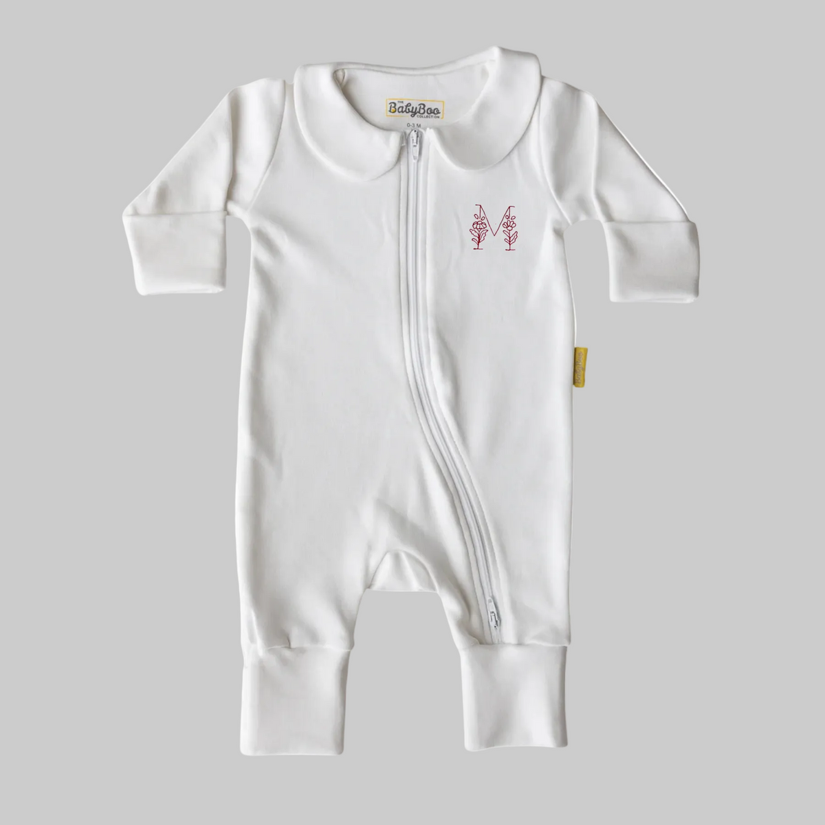 White Collar Organic Cotton ZippyBoo suit