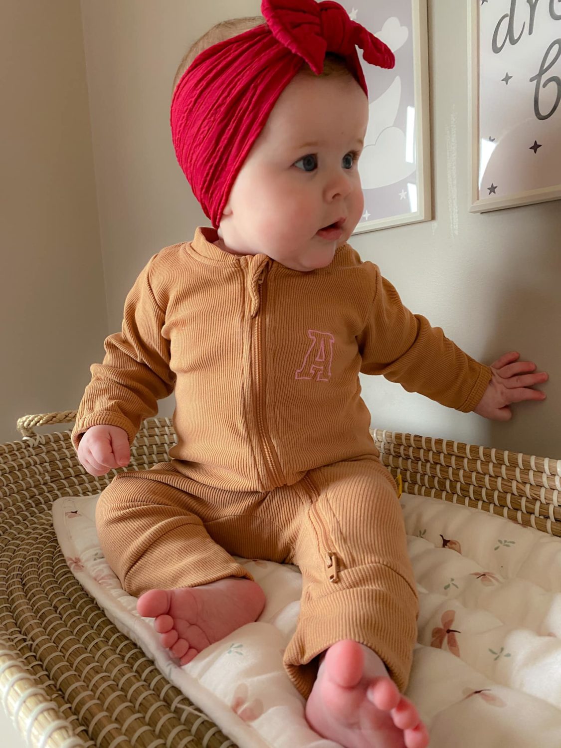 Caramel ribbed organic cotton ZippyBoo suit