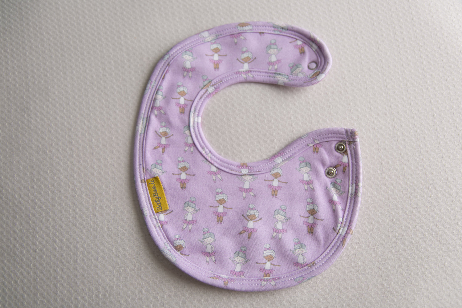 Lilac ballerinas organic cotton LittleBoo baby bib