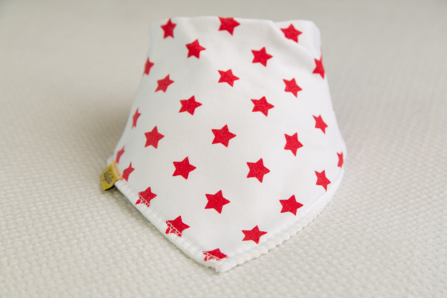 White with Red stars organic cotton DribbleBoo bandana bib