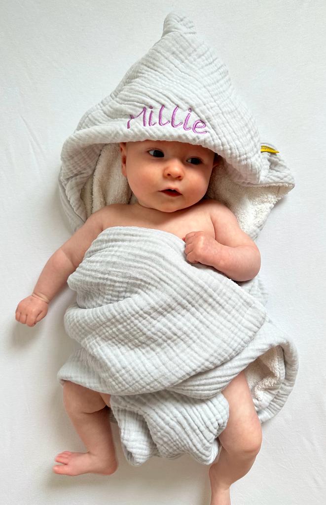 Mint organic cotton hooded towel