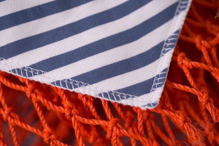 Blue stripes organic cotton DribbleBoo bandana bib