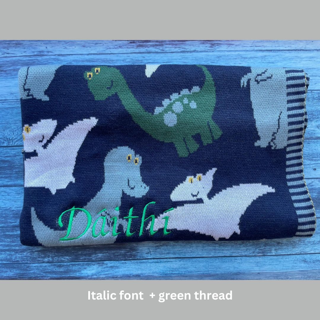 Organic cotton navy dinos BlankieBoo
