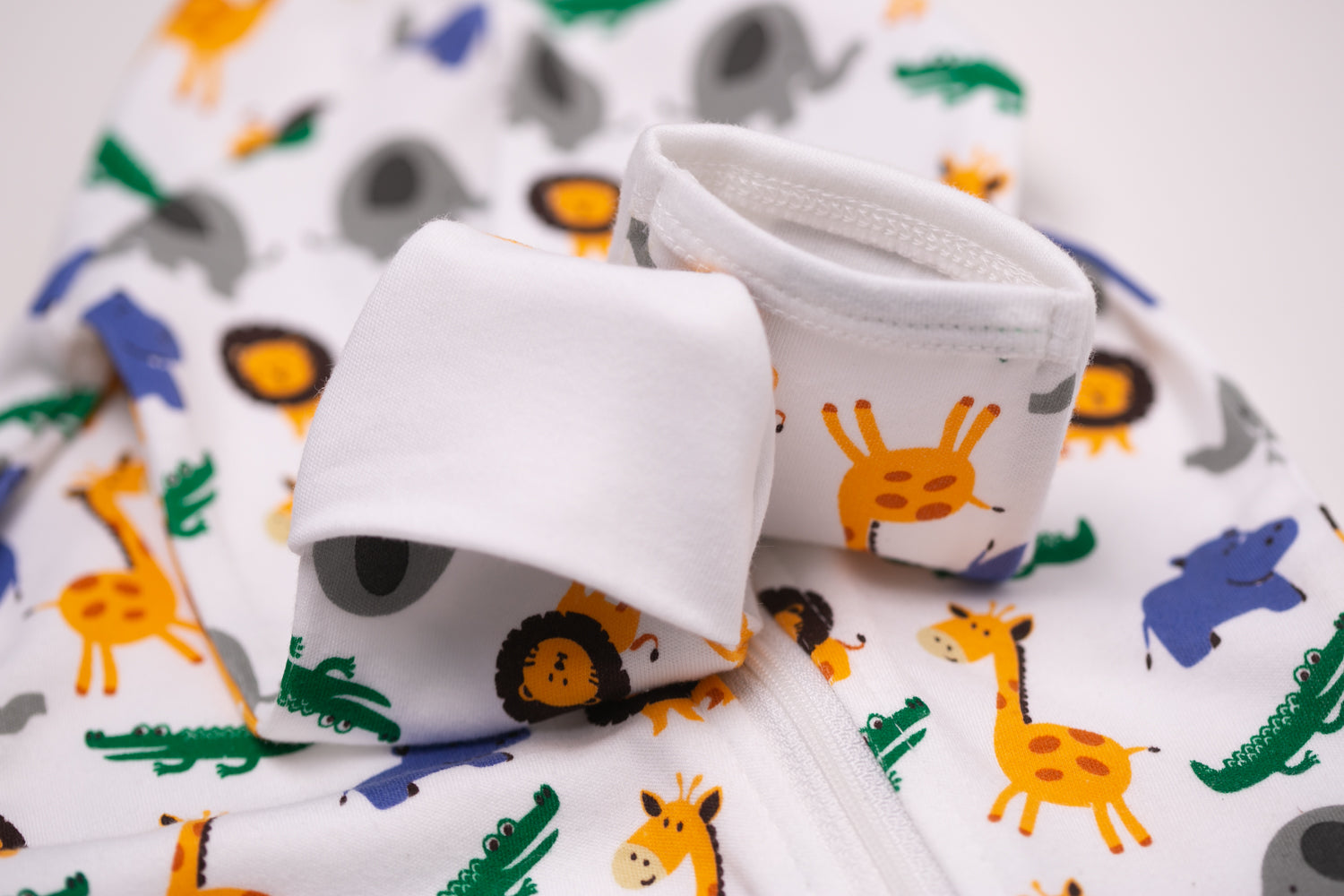 Bright jungle print organic cotton ZippyBoo suit