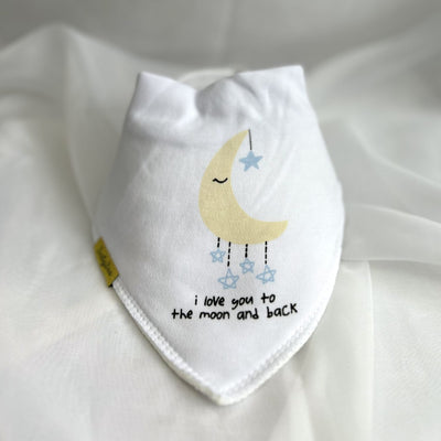 Blue to the Moon & Back Organic Cotton DribbleBoo Bandana bib