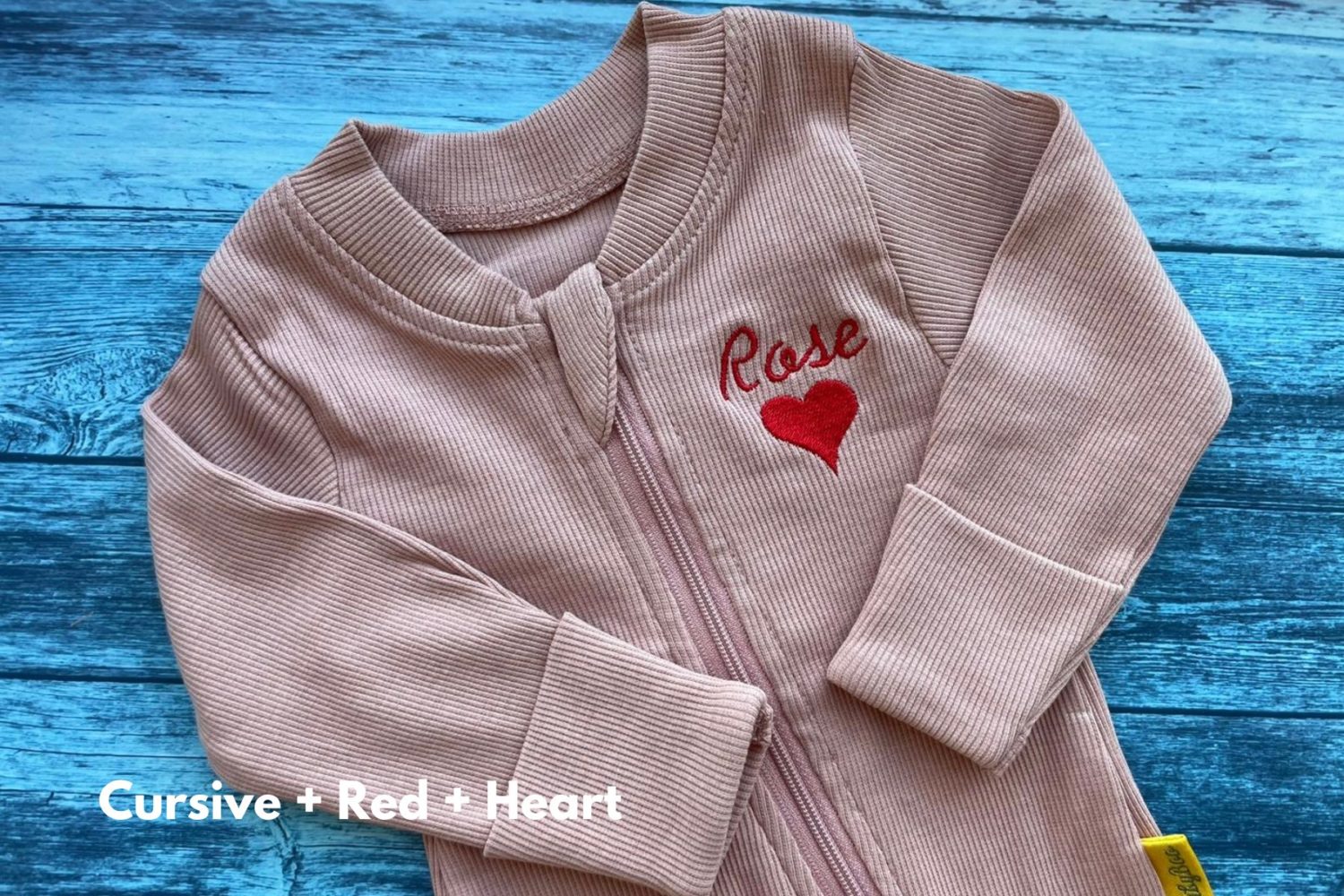 Rose ribbed organic cotton ZippyBoo suit