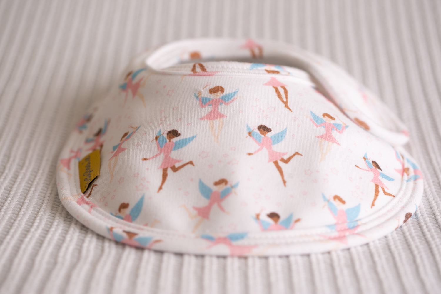 White dancing fairies organic cotton LittleBoo baby bib