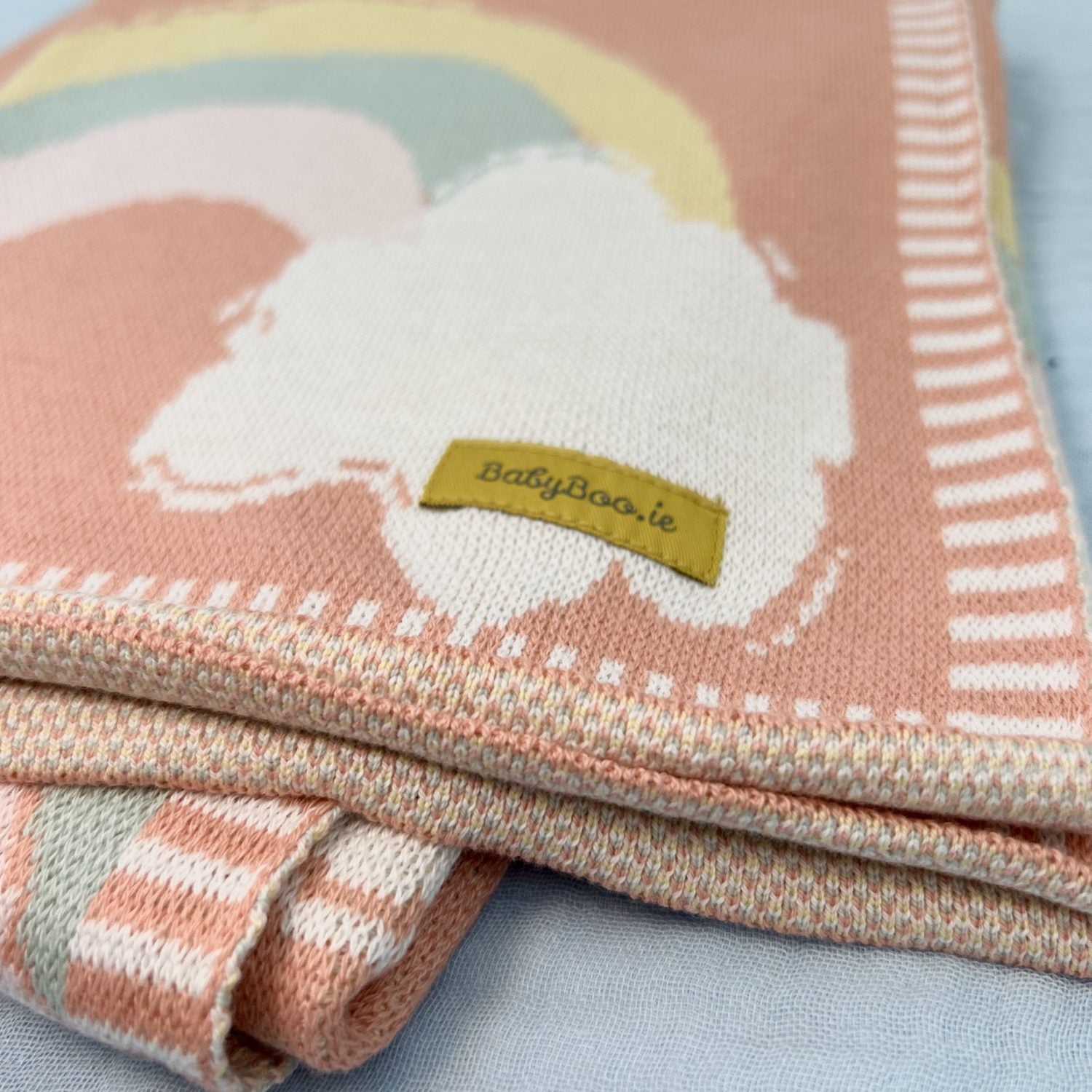 Organic cotton coral rainbows BlankieBoo