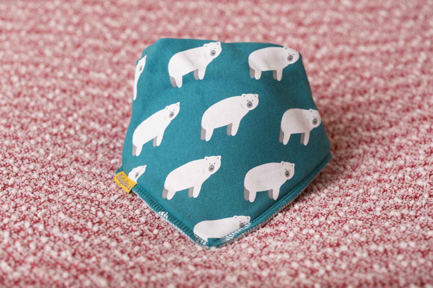 Teal polar bears organic cotton DribbleBoo bandana bib