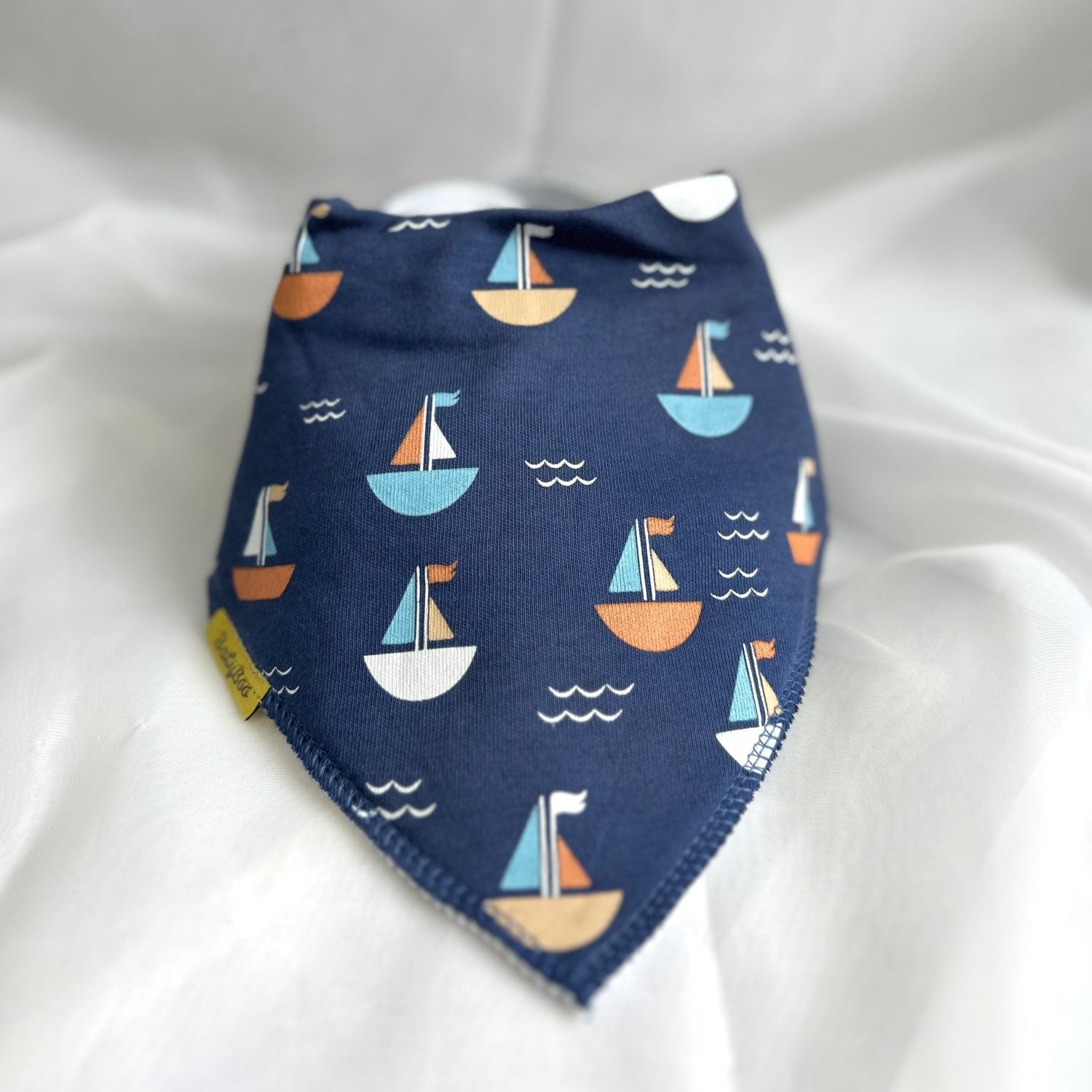 Indigo Gone Sailing organic cotton DribbleBoo bandana bib