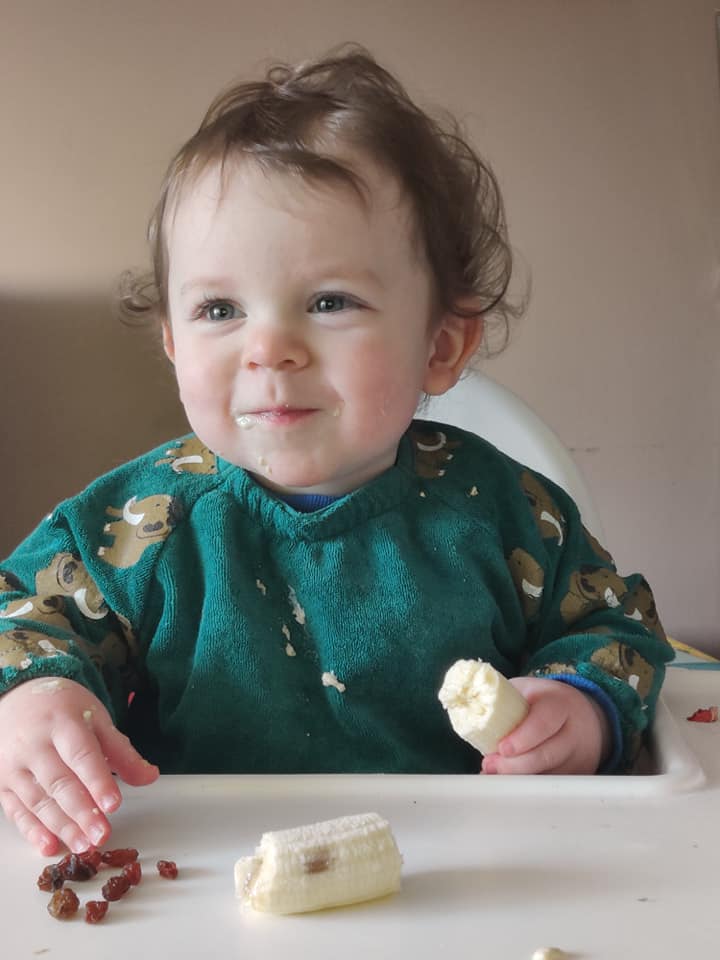 Teal mammoth YummyBoo feeding bib