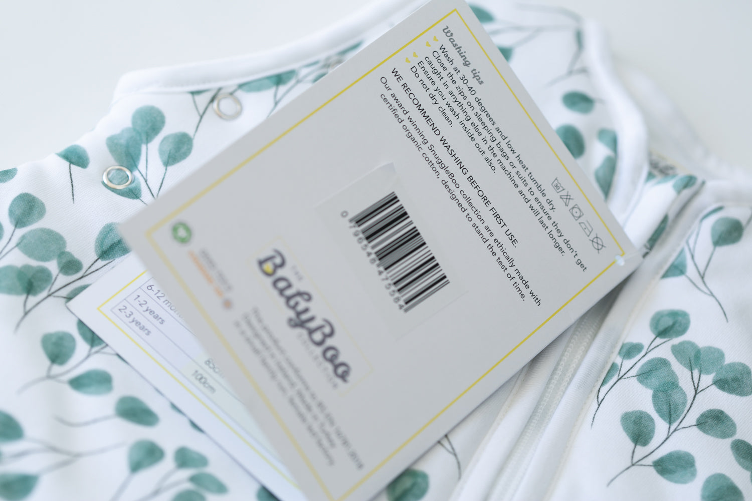 Eucalyptus organic cotton SnuggleBoo sleepsuit (1 tog)