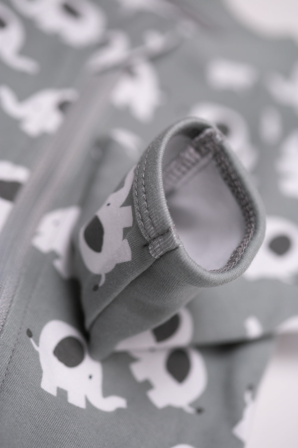 Dark grey Ellie elephant organic cotton ZippyBoo suit