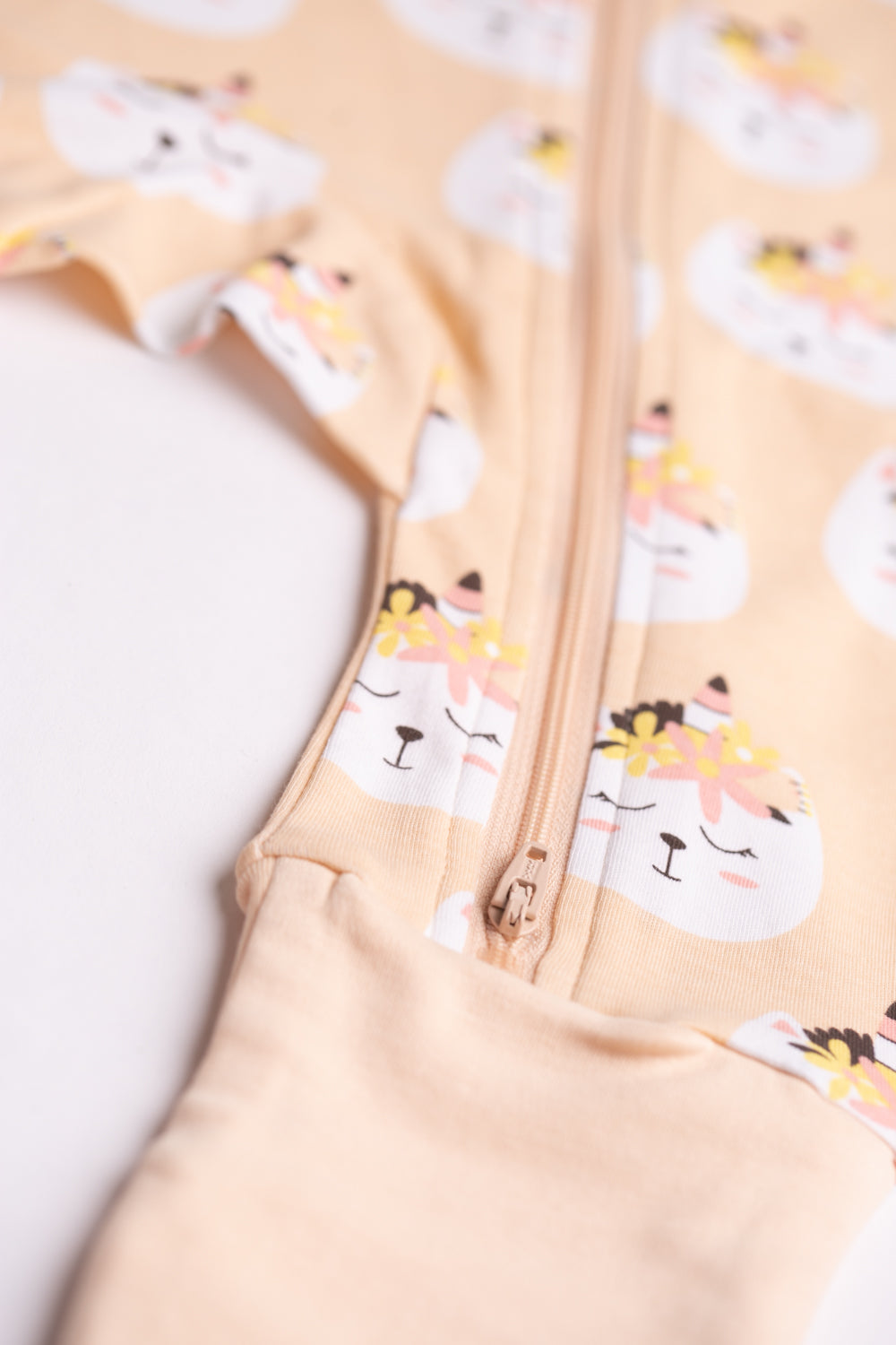 Peach caticorn organic cotton ZippyBoo suit