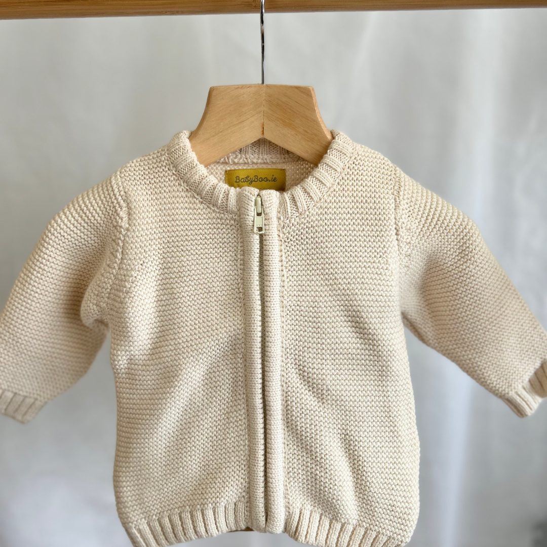Beary cute organic cotton zipped cardigan