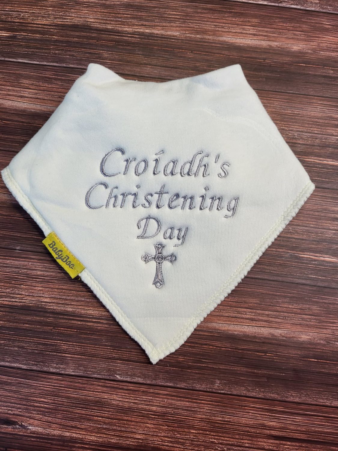 Name Christening Day organic cotton Christening bib