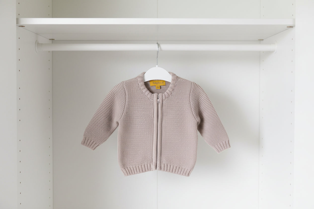 Dove organic cotton zipped cardigan