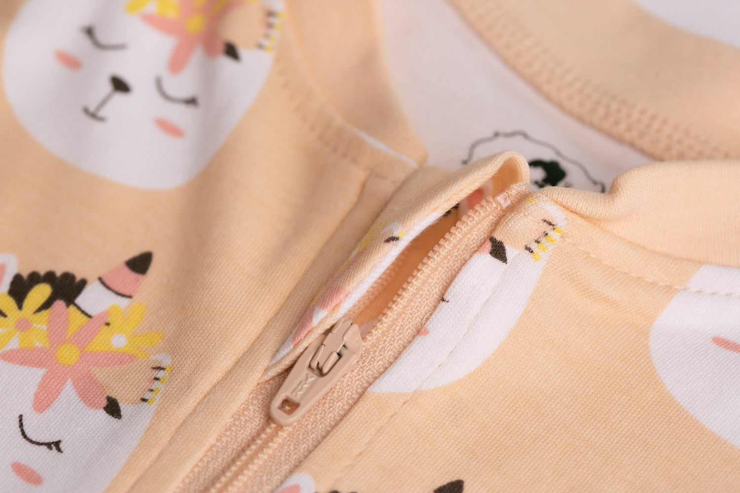 Peach caticorn organic cotton ZippyBoo suit