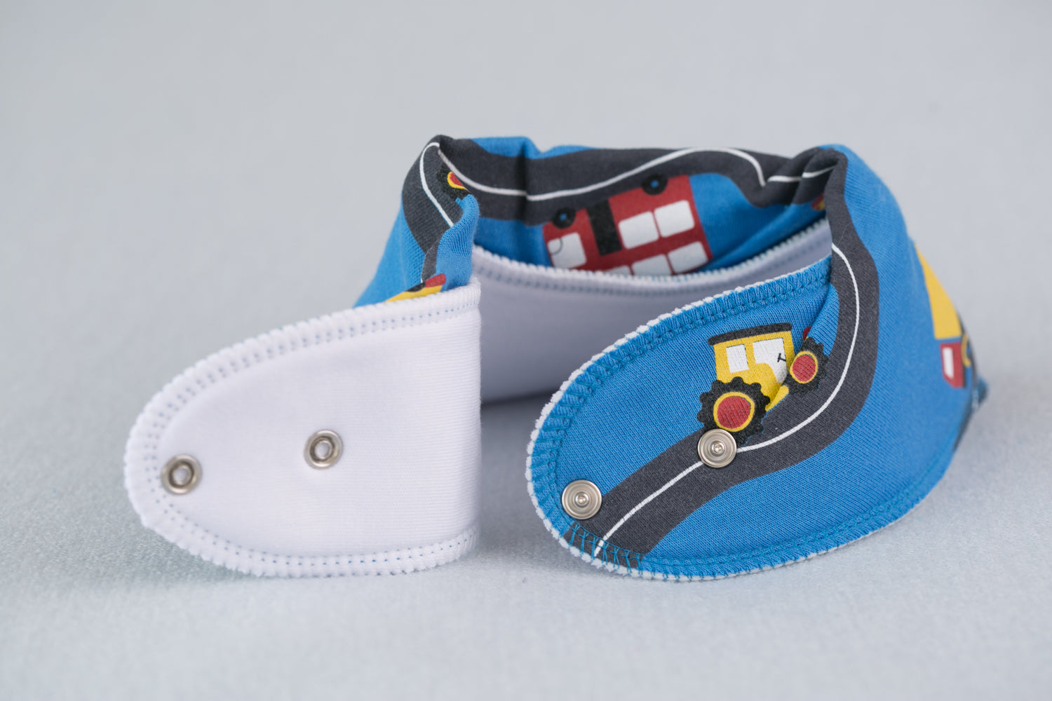 Driving around organic cotton DribbleBoo bandana bib